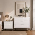 Manhattan Comfort Avira 20" Mid-Century Modern 2-Drawer Nightstand - White-30 Day Limited Manufacturer's Warranty