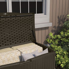 Suncast Herringbone Deck Box - 124 Gal. - Java-Spring shocks make it easy to lift lid and keep it open while in use.