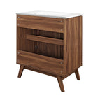 Modway Soma 30" Bathroom Vanity - Walnut/White-8" Centerset Holes