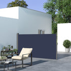 Outsunny Retractable Side Awning with Resistance to UV Rays & Wind - 118" x 63" - Dark Blue-High-quality steel frame make this side awning tough

