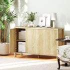 HOMCOM 47.2" L Fluted Sideboard Buffet Cabinet with Storage - Natural Wood-Anti-tipping kit and five legs add safety and stability in daily use
