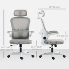HOMCOM Ergonomic Mesh Office Chair with Lumbar Support - Grey-Flip-up armrests offer space flexibility, easy movement
