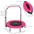 Soozier 40" Foldable Rebounder Trampoline for Adult - Pink-Foam handlebar and rubber foot sleeves, ensuring safety and comfort when exercising