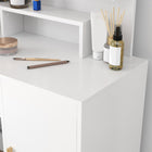 HOMCOM Vanity Desk with Mirror and Lights - 40.9" L x 15.7" W x 55.1" H - White-Smooth steel drawer slides prevent sticking during use 