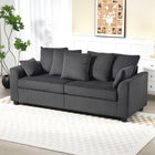 HOMCOM Corduroy 3 Seater Sofa Couch with 8 Removable Pillows - Dark Grey-Upholstered in soft corduroy for a warm and skin-friendly touch