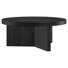 Hudson&Canal Holm 36"W Round Coffee Table - Black Grain-A contemporary Scandinavian design for your living room, den, and more
