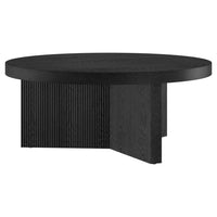 Hudson&Canal Holm 36"W Round Coffee Table - Black Grain-A contemporary Scandinavian design for your living room, den, and more