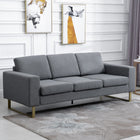 HOMCOM Modern Three Seat Linen Upholstery Lounge Sleeper - Dark Grey-Solid frame with reinforced spray legs for superior stability   