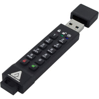 Apricorn Aegis Secure Key 3z Encrypted USB 3.1 Gen 1 128 GB Flash Drive - Black-Unlock the drive with unique 7 to 16-digit pin, Wear-resistant keys to obscure use