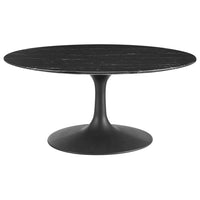Modway Lippa 36" Round Faux Marble Coffee Table - Black-Modern Coffee Table