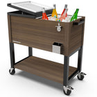 Permasteel 80 qt Wood Grain Rolling Patio Cooler with Divider - Brown-Additional features: Bottle opener, cap catcher