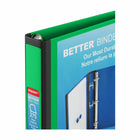 Staples Better Binder - 1" - Green-Non-stick vertical inside pocket keeps loose pages in place