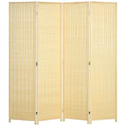 HOMCOM 4 Panel Bamboo Hand-Woven Freestanding Room Divider for Home Office - Natural Wood-Great for creating a personal space or dividing up large rooms
