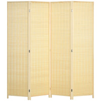 HOMCOM 4 Panel Bamboo Hand-Woven Freestanding Room Divider for Home Office - Natural Wood-Great for creating a personal space or dividing up large rooms
