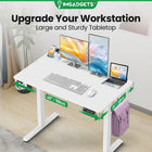 IMHome Height Adjustable Electric Standing Desk with 3 Memory Settings - 40" x 24" - White Top/White Frame-Crafted with certified materials, including CARB, UL1310, FSC, and TSCA compliance, this electric standing desk ensures safety, durability, and sustainability. The laminated wood-patterned tabletop comes in two pieces with a scratch-resistant and waterproof finish, making it both practical and stylish. Its clean, minimalist design seamlessly fits into any home office or office desk setup