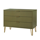 Manhattan Comfort DUMBO Modern 2-Drawer Nightstand and 3-Drawer Dresser Set - Olive Green-Perfect for Bedroom Storage, Lamps or Display Items.