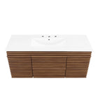 Modway Render 48" Wall-Mount Bathroom Vanity - Walnut/White-Fixtures Not Included