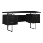 Monarch Specialties 7080 60" Computer Desk - Espresso/Silver Metal-A stylish and contemporary 60"l computer desk with closed storage to create a functional workspace in your home office.