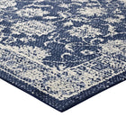 Modway Kazia Distressed Floral Lattice Area Rug - 5 ft W x 8 ft L - Dark Blue/Ivory-100% Polyester Microfiber