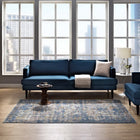 Modway Minu Distressed Floral Lattice Area Rug - 4 ft W x 6 ft L - Blue Grey Yellow/Orange-Protect Floors From Traffic/Furniture