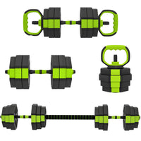 Soozier 4-in-1 Adjustable Dumbbell Set - 55 lb Free Weights Set - Green-55 lb. (25 kg) 4-in-1 set: dumbbells, barbells, kettlebells and push-up stands 