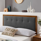 Modway Draper Tufted Fabric and Wood Full Headboard - Walnut Charcoal-Interchangeable Bed Frame Options