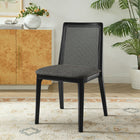 Modway Monarch Wood and Rattan Dining Side Chair - Black/Grey-Fabric Upholstered Seat