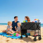 Outsunny Double Decker Folding Wagon Cart-Waterproof 600D Oxford fabric resists stains, ensuring durability