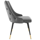 Modway Adorn Performance Velvet Dining Side Chair - Grey - 2 Pack-Black Tapered Legs