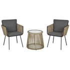 Outsunny 3-Pieces Wicker Patio Furniture Set with Coffee Table & Cushions - Grey-Three-piece set, includes two chairs and matching table 
