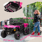 Qaba 24V 4WD Kids Ride On Truck with 6 Wheels, 2 Seater and Dump Bed - Pink-Features an electric dump bed for fun hauling and unloading adventures 