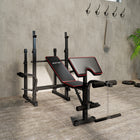 Soozier Weight Bench with Bench Press Rack-Multi-position workout bench enhances both flat and incline exercises