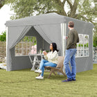 Outsunny 10 ft W x 10 ft L Pop-Up Canopy Tent with Sidewalls and Carry Bag - Grey-Includes a carrying bag for easy storage and transport