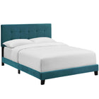 Modway Amira Performance Velvet Full Bed - Sea Blue-Padded Button-Tufted Headboard