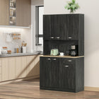 HOMCOM 71" H Modern Buffet Cabinet with Hutch, Storage, Drawer and Microwave Stand - Black-Open countertop for storing your microwave oven, toaster, coffee maker 