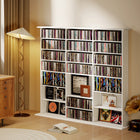 HOMCOM 8-Tier Media Storage Cabinet - White-Material: Particleboard