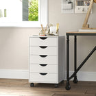 HOMCOM Filing Cabinet with 5 Wheels & Storage Organizer - White-Ball-bearing drawer slides for smooth gliding
