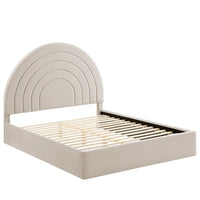 Modway Solana Arched Performance Velvet Full Platform Bed - Almond-Stain-Resistant Performance Velvet Upholstery