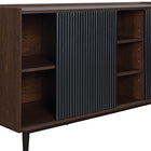 Manhattan Comfort Duane 59.05" Mid-Century Modern Sideboard - Dark Brown and Black-Recommended for 55"TV Screen. Features 3 Media Holes for Wire and Cable Management. Allows the Product to Function as a TV Stand