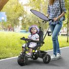 Qaba 6-in-1 Kids Tricycle with Removable Handlebar and Canopy - Navy Blue-Canopy: 19.7" L x 15.4" W (50L x 39W cm) 