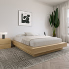 Nexera Marconi Platform Bed Frame - Queen Size - Natural Blonde Oak-Functional Bedsides: Extra-wide bedsides for style and convenience, serving as book or device surfaces
