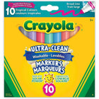 Crayola Washable Ultra-Clean Marker - Wide Point - Assorted Tropical Colours - 10 Pack-World's most washable - washes from hands, clothing and walls!