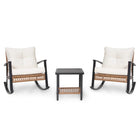 Lausaint Patio Conversation 3-Piece Set - Beige -Humanized Rocking Design - The rocking wicker bistro set is equipped with front & rear foot pads, used to keep the balance while allowing your body to stretch out & relax completely. The 300 lbs. load capacity and balanced design ensure safe usage