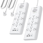 Huntkey 6' Flat Plug Surge Protector Power Strip with 12 Outlets and 3 USB Ports - White - 2 Pack-Rated at 3480 Joules, this surge protector offers industrial-strength defense against lightning strikes and power surges, safeguarding high-end computers, TVs, and gaming consoles.