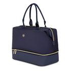 SwissGear Weekender Tote Bag - 15" x 19" - Navy with Gold-Crafted from Faux Leather & 900D Polyester Fabric
