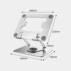 ShoppingAll Laptop Stand with 360° Rotating Base for up to 17.3" Devices - Silver-Wide Device Compatibility – Fits laptops and tablets from 11” to 17.3”.