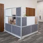 Luxor Modular Wall with Whiteboard - 70" W x 48" H - Segmented Grey Frame, Frosted Acrylic, Cool Grey PET-Integrates with the Room Divider System for scalable layouts
