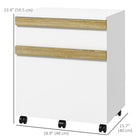 Vinsetto 2-Drawer Letter/A4 Filing Cabinet with 5 Wheels - White Wood Grain-Assembly required