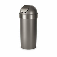 Umbra Venti 16-Gallon (62 L) Trash Can with Swing Top Lid - Pewter-Trash Can