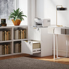 HOMCOM 2-Drawer Fluted Vertical Letter/A4 Filing Cabinet with Lock - White-Silent drawer glides for a peaceful workspace
